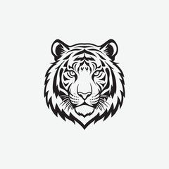 Discover a sleek and stylish tiger face vector silhouette with clean, sharp lines and a minimalist white background. Perfect for modern designs, logos, and creative projects.