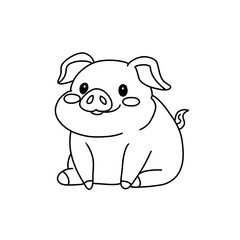 Cartoon pig vector illustration coloring book for kids