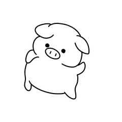 Cartoon pig vector illustration coloring book for kids