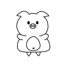 Cartoon pig vector illustration coloring book for kids