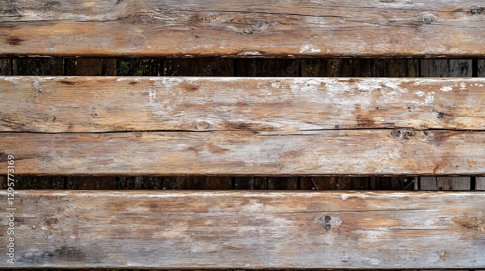 Aufkleber Weathered wooden planks top view with faded texture and natural patterns : Generative AI