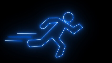Neon running Icon animation .Running person icon animation with a glowing neon effect.