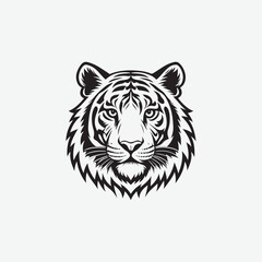 Discover a sleek and stylish tiger face vector silhouette with clean, sharp lines and a minimalist white background. Perfect for modern designs, logos, and creative projects.