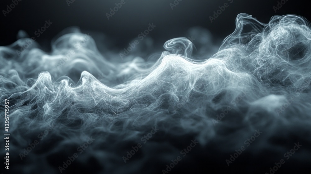 Poster mysterious and enchanting, tendrils of fog weave through the air, forming soft, flowing shapes that 