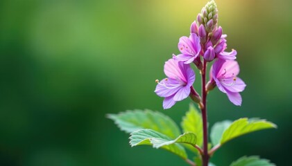 Fototapeta premium Fragrant purple flowers on a Shiso plant stem, shiso, nature, botanical