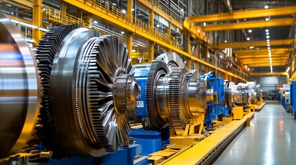 Industrial Turbine Equipment in Large Manufacturing Facility Showing Advanced Machinery and Technology : Generative AI