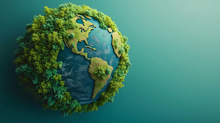Fototapeta premium A vibrant globe surrounded by lush greenery, symbolizing environmental awareness and the importance of nature conservation.
