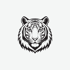 Discover a sleek and stylish tiger face vector silhouette with clean, sharp lines and a minimalist white background. Perfect for modern designs, logos, and creative projects.