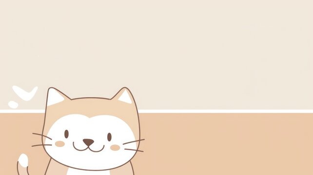 Cute cartoon cat pet in playful expression with copy space. Delightful kitten charming by innocent eyes of kid create adorable scene perfect for a child friendly or cheerful background design. AIG53.