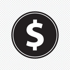 Doller coin icon on white background. cash doller icon vector. Vector icon of doller. 