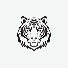 Discover a sleek and stylish tiger face vector silhouette with clean, sharp lines and a minimalist white background. Perfect for modern designs, logos, and creative projects.