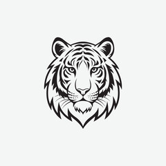 Discover a sleek and stylish tiger face vector silhouette with clean, sharp lines and a minimalist white background. Perfect for modern designs, logos, and creative projects.