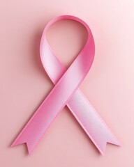 Pink awareness ribbon on pastel background