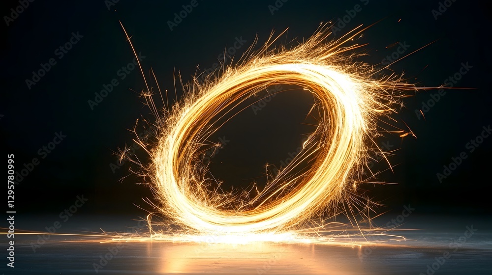 Fototapete composition of dynamic sparks in motion with long exposure effect for an energetic fiery and luminou