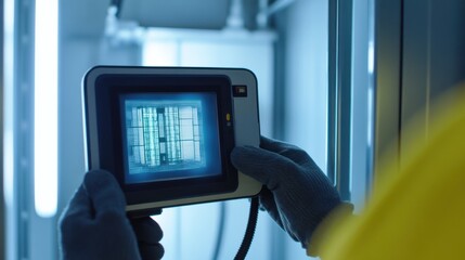 Heat detection in an electrical panel with a technician examining high-temperature areas. Featuring safety and awareness