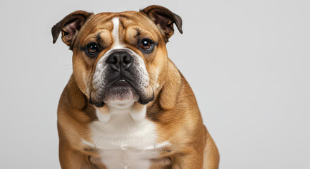 Fototapeta premium Adorable Brown and White Bulldog Puppy Portrait Studio Shot Pet Photography