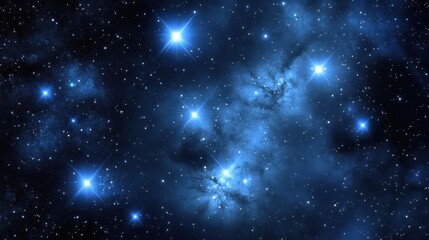 Fototapeta premium Stunning Deep Space View with Bright Stars and Nebulae in Blue Hues