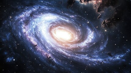 Fototapeta premium Stunning Spiral Galaxy with Bright Core and Starry Surroundings