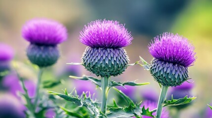 Fototapeta premium Milk Thistle Flower Close-Up for Liver Support Supplement Use