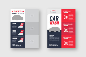 Car wash flyer poster template, Auto detailing service leaflet template, Cleaning service ads promotion flyer.