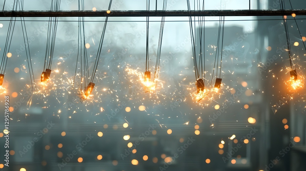 Poster Mesmerizing abstract art composition featuring a surreal display of glowing floating embers suspended mid air evoking a captivating and dreamlike atmosphere akin to a starry night sky
