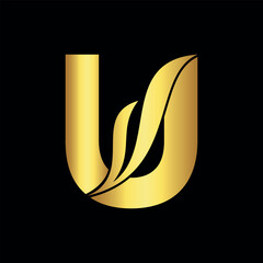 Swoosh Logo combine with letter U vector template