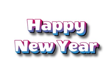 Happy New Year text on white background