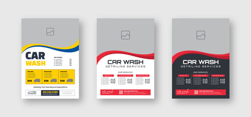 Car wash flyer poster template, Auto detailing service leaflet template, Cleaning service ads promotion flyer.
