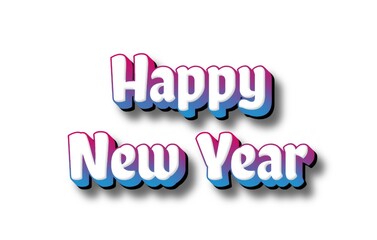 Happy New Year text on white background
