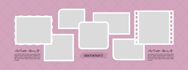 Pictures or photos frame collage layout abstract photo frames and digital photo wall template