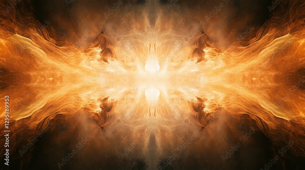 Poster A mesmerizing display of fiery hues radiates from the center, creating an enchanting blend of light and shadows that ignites the imagination and stirs the soul