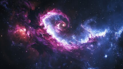 Obraz premium Colorful Cosmic Swirls and Stars in Deep Space with Nebula