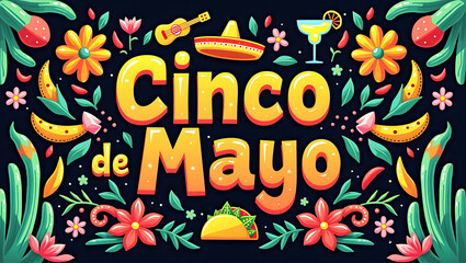 Obraz premium May 5 Cinco de Mayo paper flag banner for Mexico holiday and Happy Cinco de Mayo Fiesta. Poster, Flyer, Post, Banner, Cover, Greeting, Mexican holiday