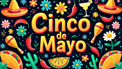 May 5 Cinco de Mayo paper flag banner for Mexico holiday and Happy Cinco de Mayo Fiesta. Poster, Flyer, Post, Banner, Cover, Greeting, Mexican holiday