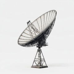 Giant Radio Telescope Against a White Background: A Stark Vision of Space Exploration and the Search for Distant Signals