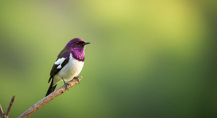 Cute Little Amethyst Woodstar with Multicolored Background and Iridescent Throat Highlighted Generative AI
