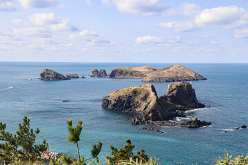 바다와 언덕이 어우러진 풍경 제주 제주시 한경면 용수리 올레길 12코스 생이기정