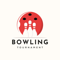 bowling play vintage logo vector minimalist illustration design, tournament bowling logo design