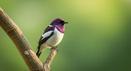 Obraz premium Cute Little Amethyst Woodstar with Multicolored Background and Iridescent Throat Highlighted Generative AI