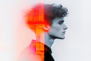 Surreal portrait blending human abstract art elements