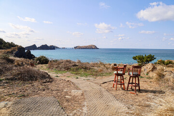 바다와 언덕이 어우러진 풍경 제주 제주시 한경면 용수리 올레길 12코스 생이기정