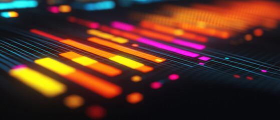 Colorful glowing data visualization with dynamic lines
