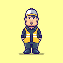 Cute cartoon character mascot profession job enginering vector