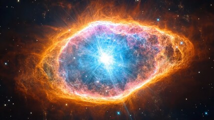 Obraz premium Colorful Cosmic Nebula with Bright Star in Vast Universe
