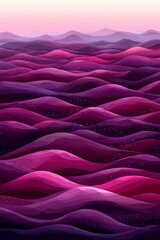 Fototapeta premium a purple landscape with wavy lines and a pink sky in the background