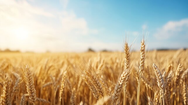 golden wheat field in the summer sunlight. 