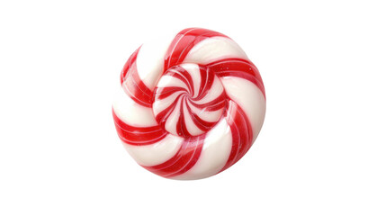 Red and white swirl candy on transparent background