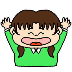 Obraz premium バンザイをして喜ぶ女の子のイラスト