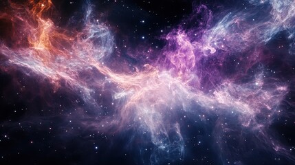 Naklejka premium Colorful Cosmic Nebula with Swirling Gas and Stars in Space