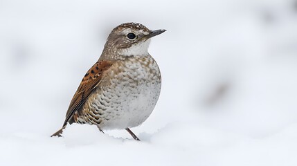 Fototapeta premium Bird on Winter Snow: Wildlife Footprints and Braving the Challenges of the Frosty Hunt Season